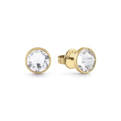 Men´s gold-plated earrings with clear crystals Frontiers