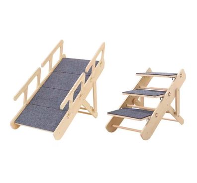 2-in-1 Kombi: Klappbare Hundetreppe & Rampe