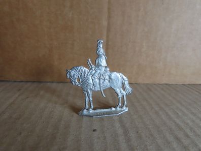 Figur dünne Zinnfigur Pferd mit Reiter ca. 4,5 cm H Scholtz 5906 unbemalt