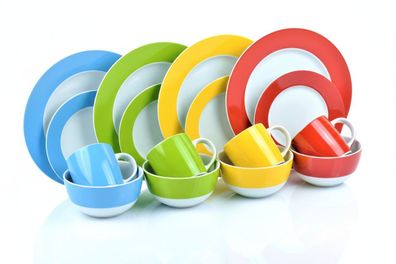 Waterside UK- Colorband Kombigeschirr 16teilig für 4 Personen, Porzellan rund