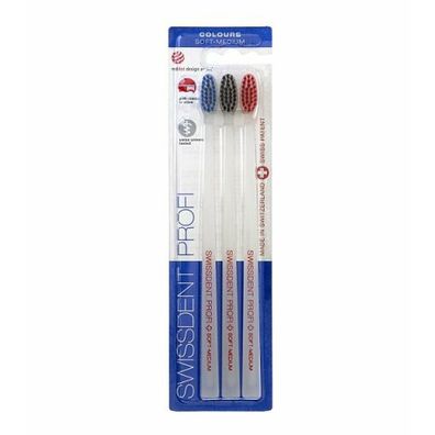 Farben Soft Medium 3 Pcs weiß rot weiß blau weiß schwarz Set von Zahnbürsten