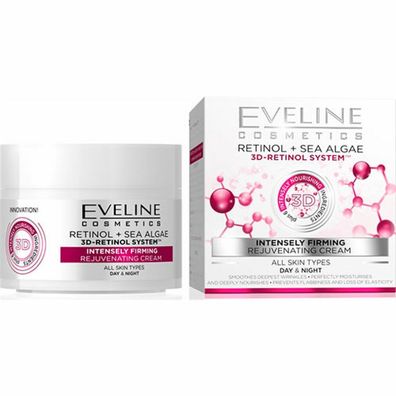 Eveline 3D-Retinol System verjüngende Tages-/Nachtcreme für alle Hauttypen 50ml