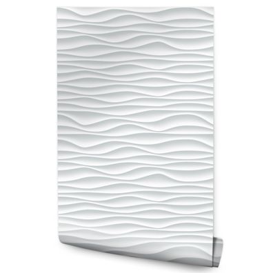 10m VLIES TAPETE Rolle Weiße WELLEN 3D Geometrisches Muster 6396