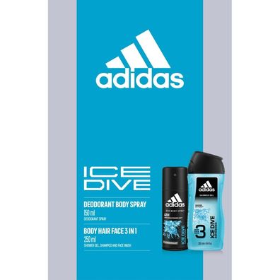 Adidas Ice Dive Geschenkset (Deodorant Spray 150ml+Duschgel 250ml)