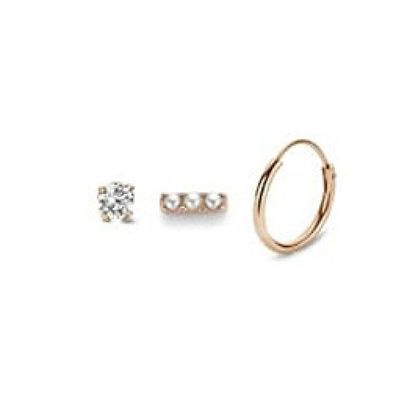 Victoria Rosegoldfarbene Ohrringe, 3er-Set