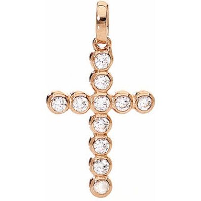 AMEN Mod. CROCE Piccola Argento IP Oro rosa e Zirconi