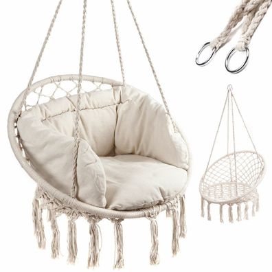 Storchennest Sessel mit Rückenlehne ecru 80cm + Kissen