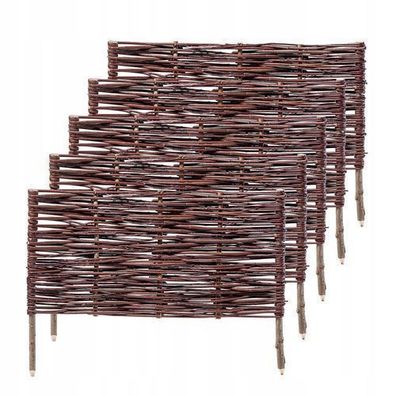 KADAX Palisade aus Weide, natürlicher Weidenzaun, 5 Stück, 60x40cm
