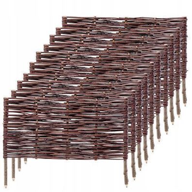 KADAX Palisade aus Weide, natürlicher Weidenzaun, 10 Stück, 60x40cm