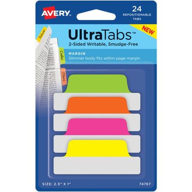 AVERY Zweckform UltraTabs Schmal Haftmarker farbsortiert 24 Blatt