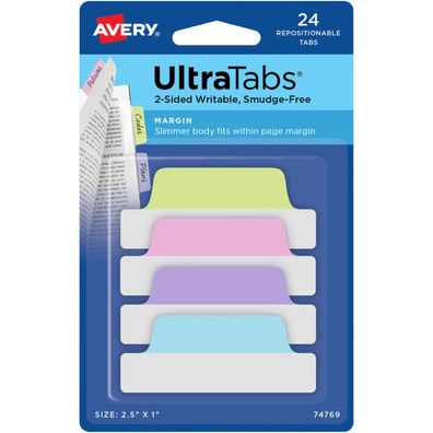 AVERY Zweckform UltraTabs Schmal Haftmarker farbsortiert 24 Blatt