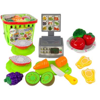 Leantoys Körbchen mit Schnittgemüse und Waage (Spielzeug, Rollenspiel)
