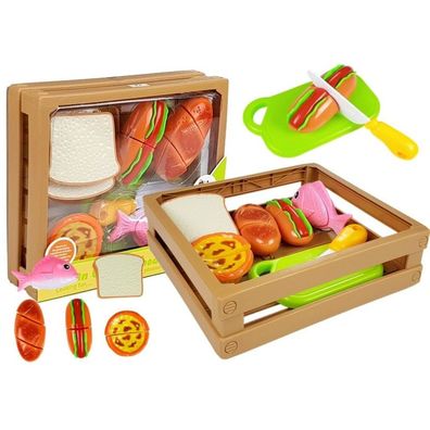 Leantoys Hot-Dog-Set zum Schneiden von Zutaten in einem Korb