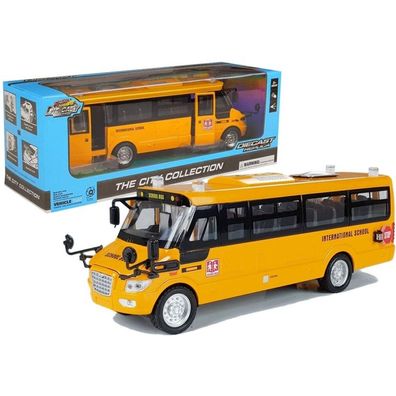 Lean Toys Schulbus mit Reibungsantrieb aus Metall, Druckgussmodell