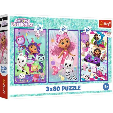 TREFL Puzzle Gbins Zauberhaus: Gbins farbenfrohe Tage 3x80 Puppen