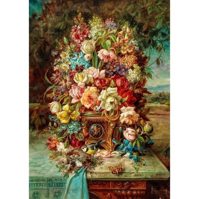 ENJOY Puzzle Blumenstillleben mit Meise 1000 Teile