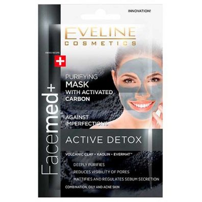 Eveline Facemed+ Active Detox Gesichtsmaske gegen Hautunreinheiten, 2 x 5 ml