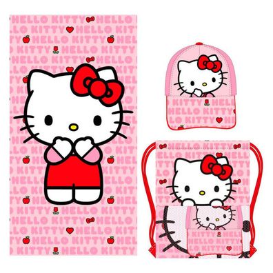 Hello Kitty Set Handtuch + Tasche + Mütze