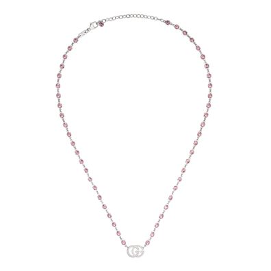 Gucci – YBB607664001 – GG Running-Halskette aus Weißgold und Topasen