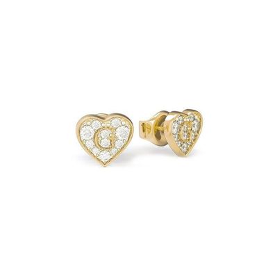 Gold-plated heart earrings with G Shine crystals UBE79073