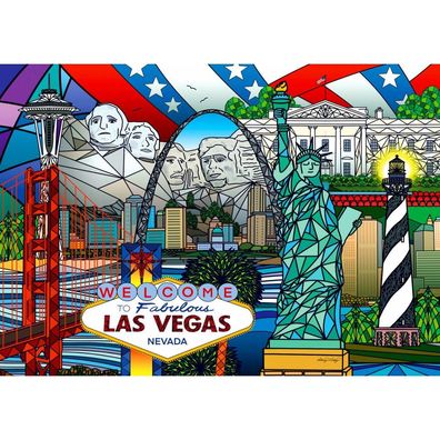 ENJOY Puzzle Collage von amerikanischen Denkmälern 1000 Teile