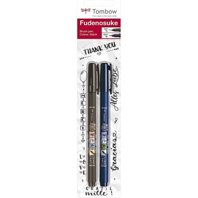 Pinselstift-Kalligraphie Stift Fudenosuke 2er-Pc schwarz