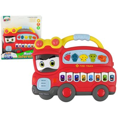 Leantoys Interaktives Klavier Feuerwehr Sound Tiere Fahrzeuggeräusche Melodien Rot