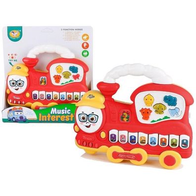 Leantoys Interaktives Klavier Lokomotive Sound Tiere Fahrzeuggeräusche Melodien Rot