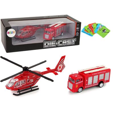 Lean Toys Feuerwehrhubschrauber-Zugset Rot