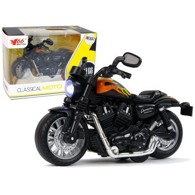 Lean Toys Motocykl Champion Czarny 1:14 Nap?d Pull-Back D?wi?k ?wiat?a