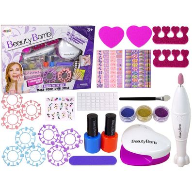 Leantoys Nagellack-Set Form Lampe Feile Brokate