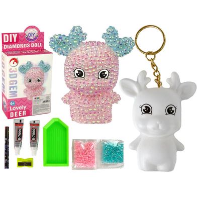 Leantoys DIY Diamant Kreativset Rosa Rentier Kristall Pailletten 3D Schlüsselanhänger