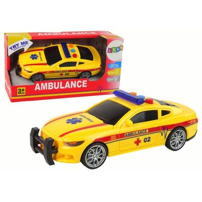 Lean Toys Die Lichter des Sportwagen-Krankenwagens klingen gelb