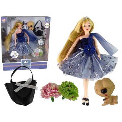 Leantoys Emily Baby Doll mit Hund Handtasche Blumen