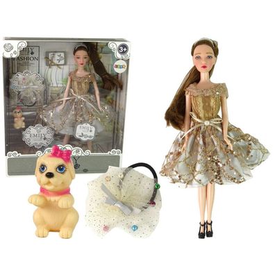 Leantoys Emily Baby Puppe mit Hund Langes Haar