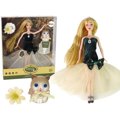 Leantoys Emily Baby Puppe Langes Haar Katze Blume