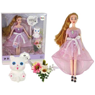 Leantoys Emily Langes Haar Weiße Katze Baby Puppe