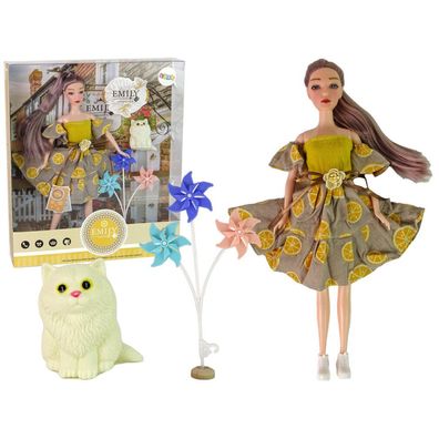 Leantoys Emily Puppe mit Windmühlenkatze für Kinder