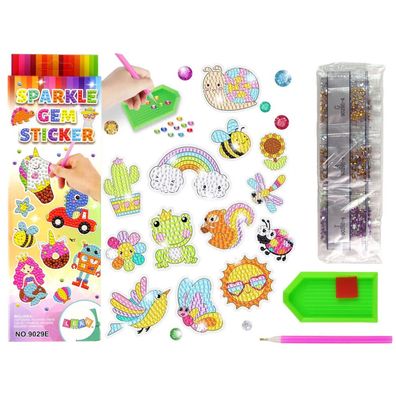 Leantoys Diamant Stickerei Sticker Set Tiere Garten Regenbogen Mosaik