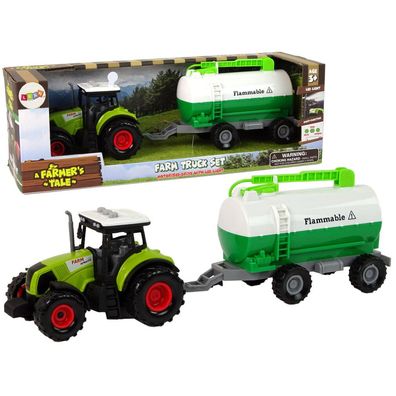 Leantoys Traktor für Kinder mit Anhänger Tankerfarm