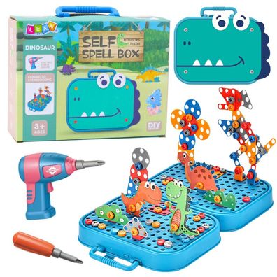 Lean Diy-Puzzle-Set Dinosaurier-Puzzle-Blöcke Schraubendreher 228El