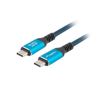 Lanberg Lanberg USB-C M/M USB4 Kabel 1,5m 240W 8K 60Hz schwarz/blau