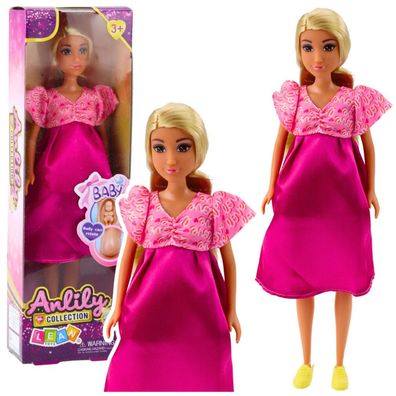 Lean Anlily Puppe Schwangere Rosa Satin Kleid Lange Haare