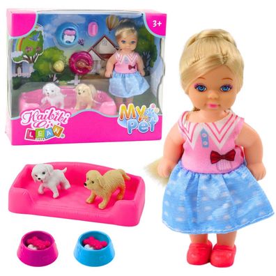 Lean Mini-Puppen-Set Mit Zwei Hunden Schüsseln Mit Futter