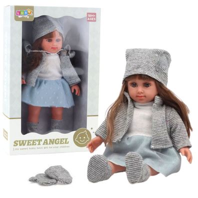 Lean Puppe In Blauem Kleid Pullover Sweatshirt Handschuhe Mütze 36.5Cm