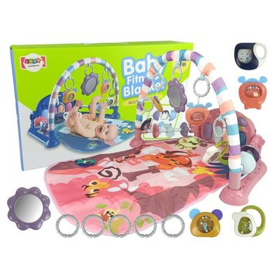 IMPORT Leantoys Babymatte mit Schaumstoffrasseln Rasseln Beißring Spiegel Sound Pink