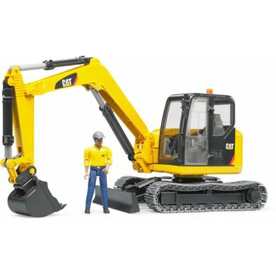 bruder CAT Minibagger, Modellfahrzeug (gelb/schwarz, mit Bauarbeiter)