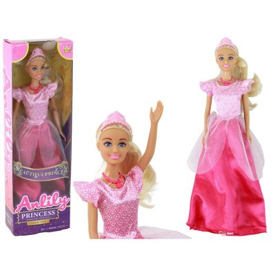 Kinderpuppe Anlily, Prinzessin, langes blondes Haar, Tiara, rosa Kleid