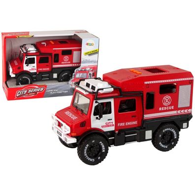 Geländewagen-Feuerwehr-rote öffnende Türen, Geräusche, Lichter