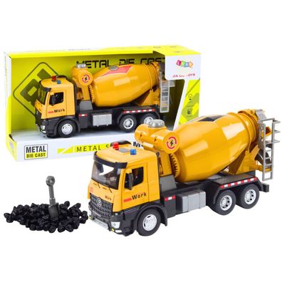 Gelber Betonmischer-LKW mit Friktionsantrieb, Licht und Ton